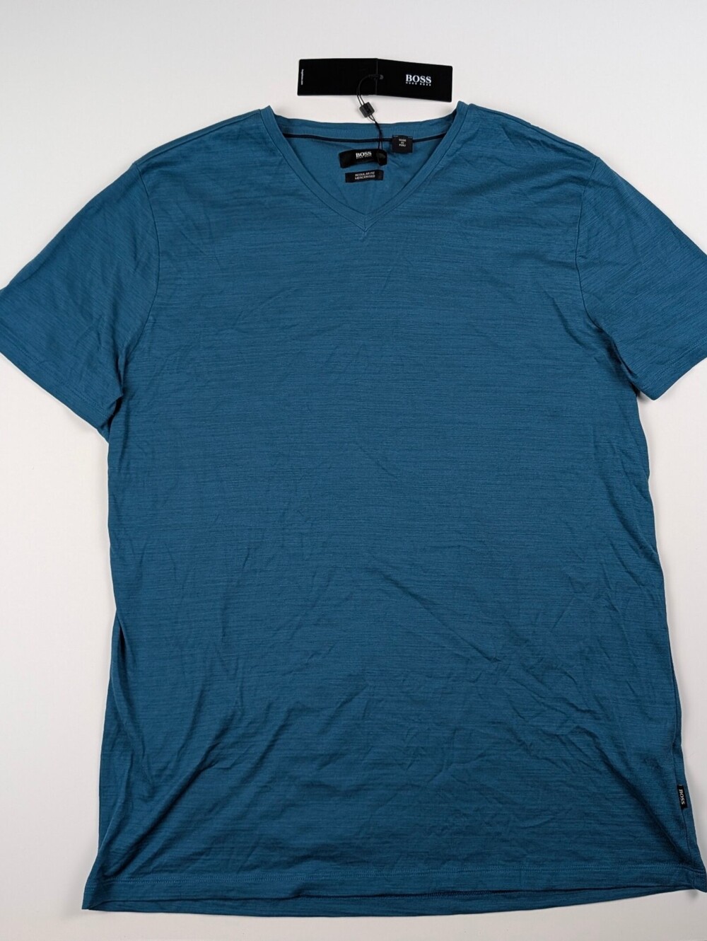 NWT Hugo Boss Tilson 50 V-Neck T-Shirt XL Teal Blue Quiet Luxury Old Money